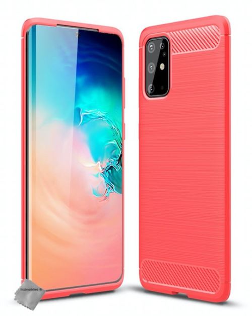 Coque silicone gel carbone pour Samsung Galaxy S20 Plus avec film ecran - ROUGE
