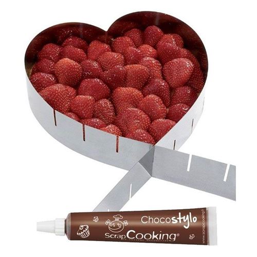 Cadre à pâtisserie extensible coeur + Stylo chocolat