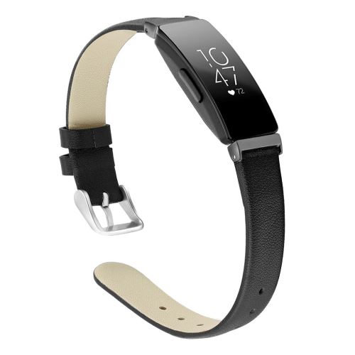 Bracelet de montre Compatible avec Fitbit Inspire/Inspire HR, Cuir - Noir