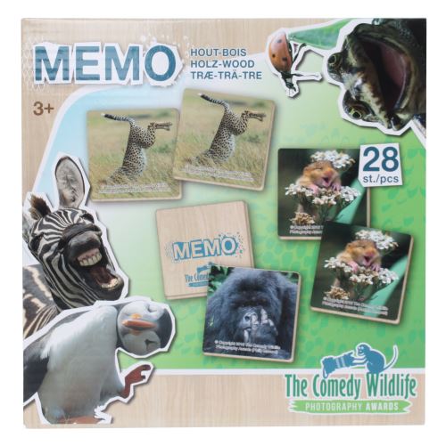 The Comedy Wildlife animaux de mémoire en bois 28-pièces