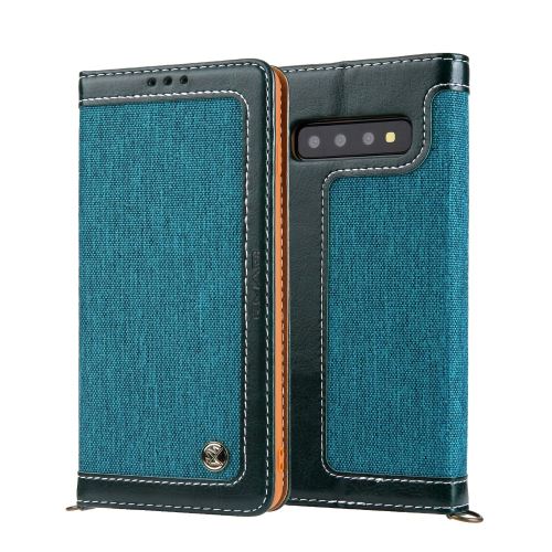 Etui en PU toile de jean avec dragonne vert pour votre Samsung Galaxy S10 Plus