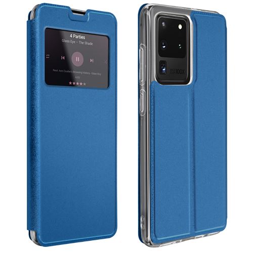 Etui pour Galaxy S20 Ultra avec Fenêtre Porte-carte Fonction Support Vidéo bleu
