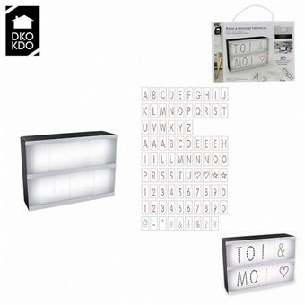 Boite A Message Lumineuse 85 Lettres Symboles A5 20 X 15 X 4.5 Cm Deco