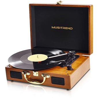 Musitrend Platine Vinyle Retro Portable Tourne Disque Trois Vitesse 33 45 78 Avec Haut Parleur Integre Bois Marron Platine Vinyle Top Prix Fnac