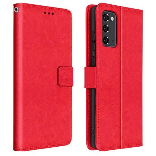 Étui pour Samsung Galaxy Note 20 Portefeuille Support Vidéo Vintage Dragonne Rouge