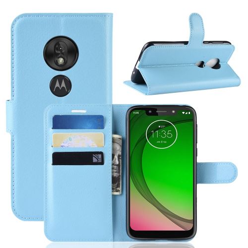 Etui en PU bleu pour votre Motorola Moto G7 Play (EU Version)