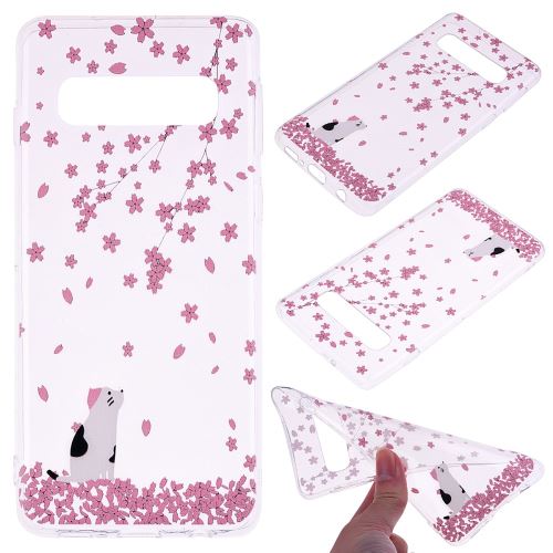 Coque en TPU impression de motifs chat et fleuron pour votre Samsung Galaxy S10