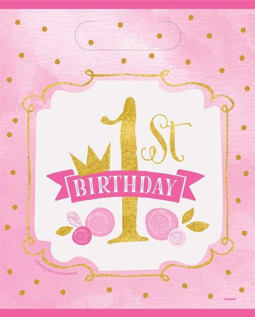 Haza Original sachets 1er Anniversaire rose/or 8 pièces