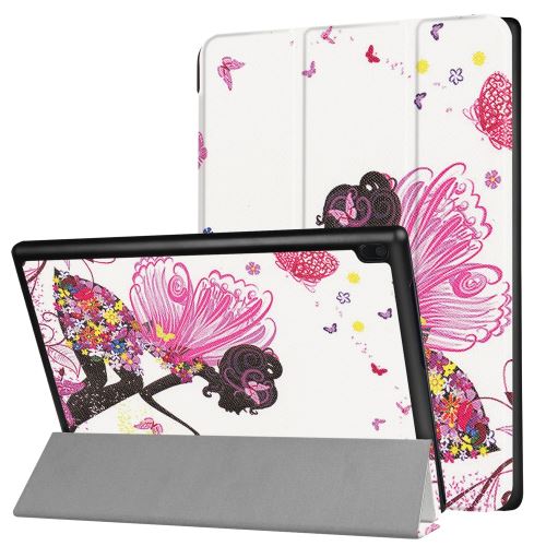 Etui en PU stand plié en plus fleur fille avec ailes pour votre Lenovo Tab 4 10 Plus