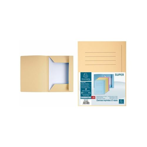 Exacompta Paquet 50 chemises imprimées 3 rabats SUPER 210 - 24x32cm - vue 1