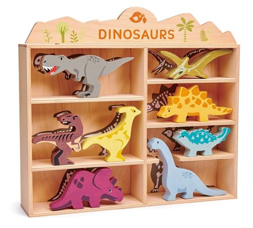Tender Leaf Toys ensemble d'animaux Dinosaur 28 x 38 cm en bois 9 pièces