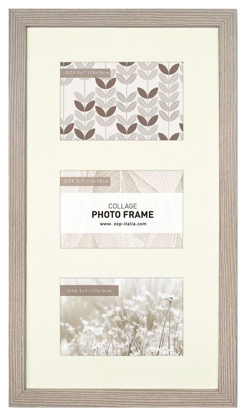 Zep CP657 Multi Vues 3 Photos 13x18 cm Elba 2 Gris Bois Gris, Ivoire 45x25x3 cm