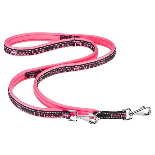 Ferplast Laisse pour le dressage de chiens SPORT DOG MATIC GA25/200, mousqueton innovant avec mécanisme magnétique, poignée rembourrée, coutures réflechissantes, 25 mm x L 200 cm Fuschia