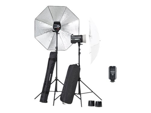 El poucesrom EL20748,2-équipement complet flash Studio BRX 250/250 Umbrella Noir