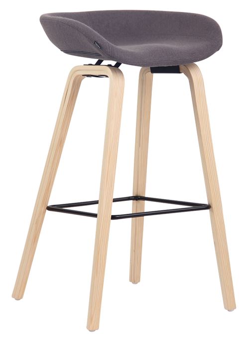 Tabouret de bar Anaheim en feutrine à 4 pieds , Gris/Bois de chêne Nature