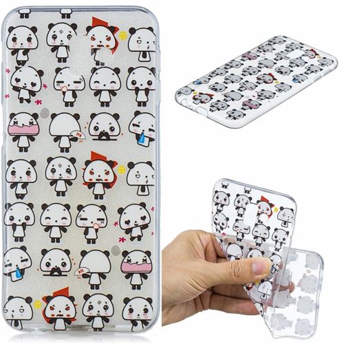 Coque en TPU gaufrage par impression de motifs panda cartoon pour votre Samsung Galaxy J6 Plus