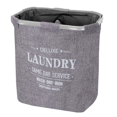 Corbeille à linge MENDLER HWC-C34, 2 compartiments, 56x49x30cm, 82l gris