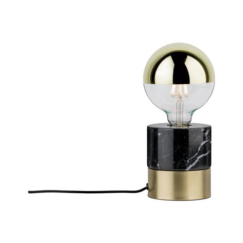Lampe &agrave; poser Vala - 20W - E27 - Sans ampoule - Dimmable - Marbre noir/Laiton