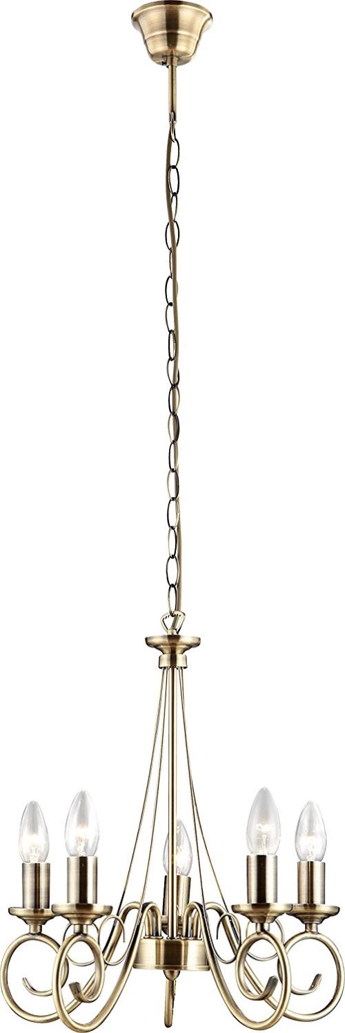 Suspension laiton antique, D:400, H:1300, excl. 5xE14 40W 230V