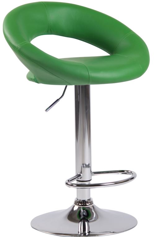 Tabouret de bar Olinda en Similicuir - Hauteur réglable - Pivotant - Piètement Métal chrome - Couleur Vert