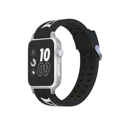 Bracelet en silicone visage souriant souple noir/blanc pour votre Apple Watch Series 4 44mm/Series 3/2/1 42mm