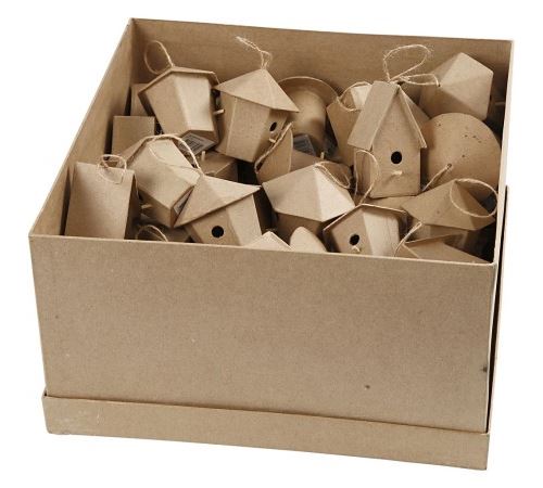 Lot de mini nichoirs en papier mâche - 7 cm - 60 pcs