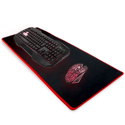 VSHOP® Tapis de souris Gaming XXL 580x300x4mm Grand Sous Main Bureau Tapis souris Gamer (noir contour rouge)
