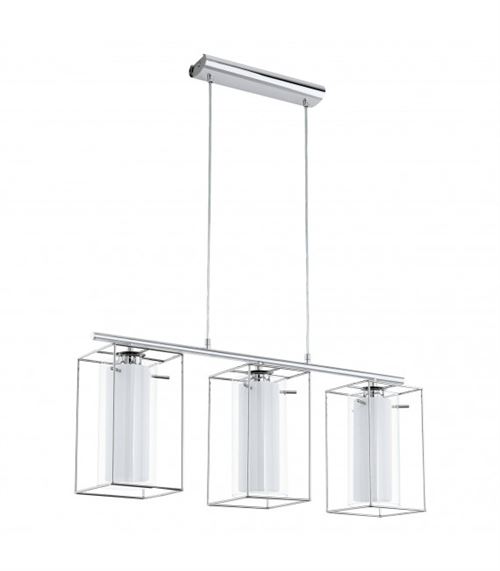 Eglo Loncino 1 - Barre de suspension à 3 ampoules au fini chrome, encadrée, E27