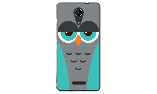Coque souple pour Wiko Tommy 2 avec impression Motifs chouette endormie bleue et grise