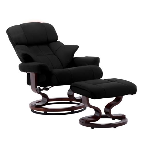 vidaXL Fauteuil inclinable et repose-pied Noir Similicuir bois courbé