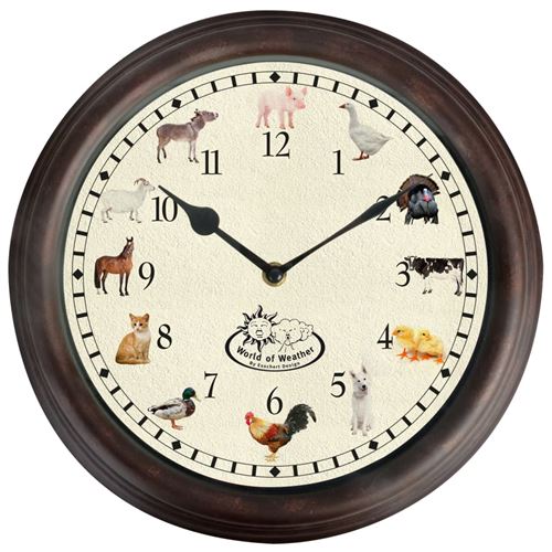 Esschert Design Horloge avec sons d'animaux de ferme