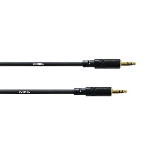 Cordial CFS 1.5 WW Câble connexion jack symétrique jack stéréo mâle 3,5 mm/jack stéréo mâle 3,5 mm avec contacts plaqué or 1,5 mm