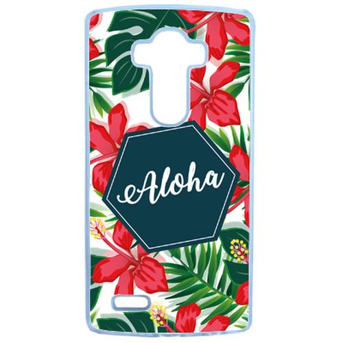 Coque Aloha Tropical Fond Blanc Compatible Lg G4 Transparent
