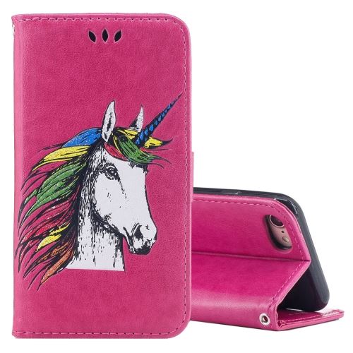 iPhone 8 Housse Etui Cuir PU licorne Magenta ALS54096