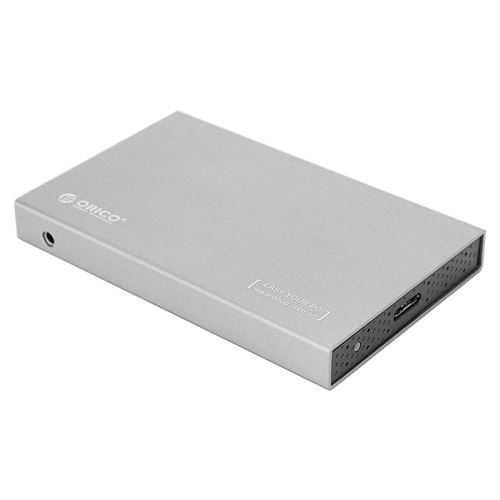 Orico 2518S3 Boîtier Disque Dur USB 3.0 All USB, En Alliage D’Aluminium, Pour Ordinateur Portable SATA3.0 SSD (Argent)