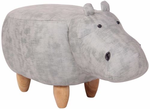 Pouf pour enfants Naulila en similicuir style vintage , Gris