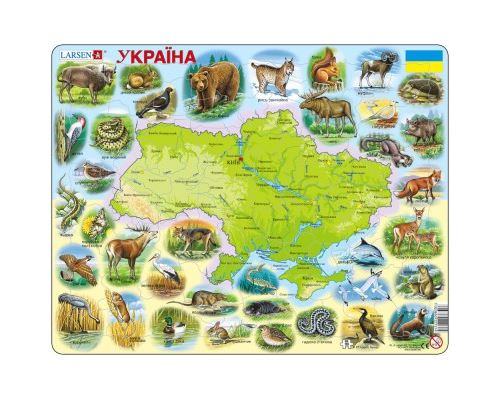 Puzzle 90 Pièces : Puzzle Cadre - Carte de l'Ukraine (en Ukrainien), Larsen
