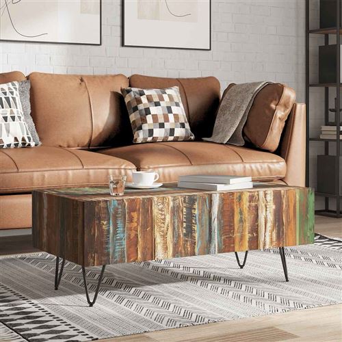 Vidaxl table basse bois massif de r&eacute;cup&eacute;ration 100x50x38 cm 243455
