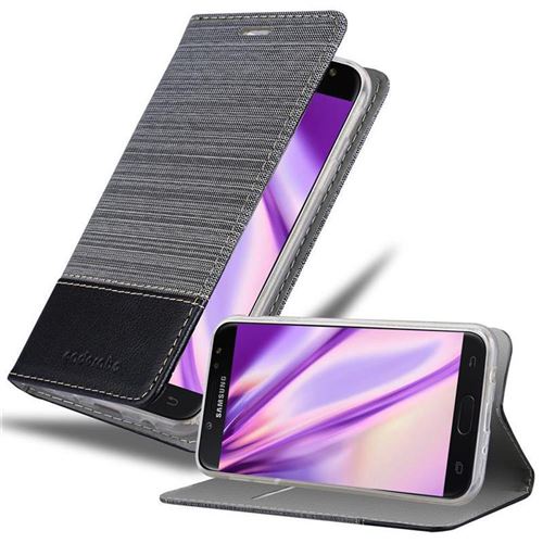 Cadorabo Coque pour Samsung Galaxy J5 2017 (7) Gris Noir Tissue-Simili Cuir Housse de Protection Portefeuille Etui Cover pour J5 2017 (7) Fente pour Carte