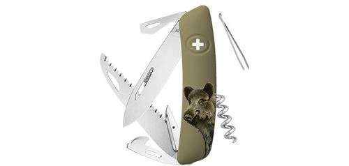 Coutellerie, couteaux pliants,multilames - swiza - zd05san - d05, olive, impression sanglier
