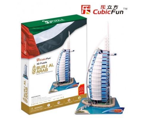 Puzzle 101 Pièces : Puzzle 3D - Dubai, Burj Al Arab (Difficulté : 7/8), Cubic Fun