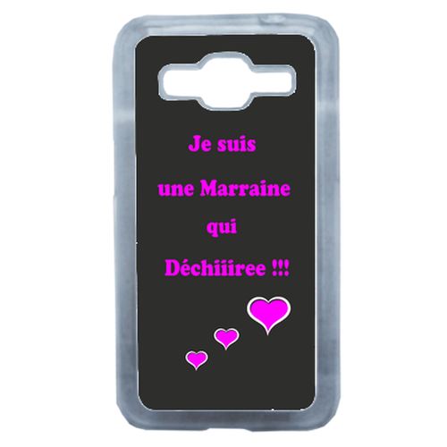Coque Marraine Rose Et Noir Compatible Samsung Core Prime Transparent