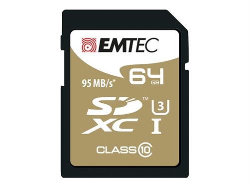 EMTEC SpeedIN - Carte mémoire flash - 64 Go - UHS Class 3 / Class10 - SDXC UHS-I