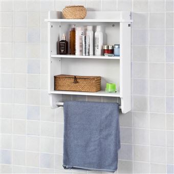 Sobuy Frg239 W Etagere Murale 3 Niveaux 1 Barre Suspendue Au