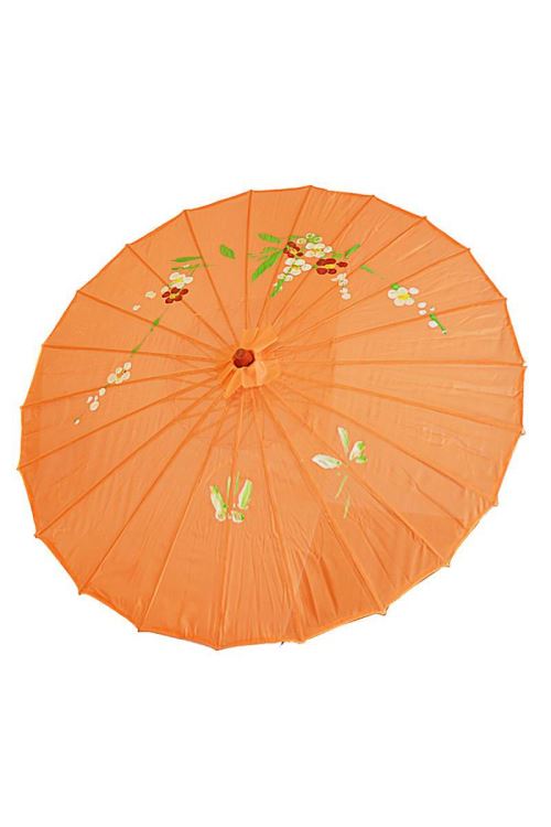 ombrelle chinoise tissu orange 82 cm