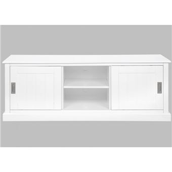 Meuble Tv Guerande 2 Portes 2 Niches Pin Blanc Meuble Tv Achat Prix Fnac