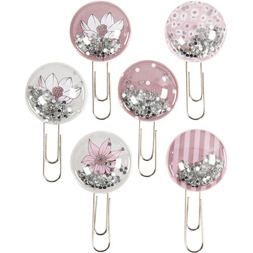 Creotime secoueurs de fleurs trombones rose 25 mm 6 pièces