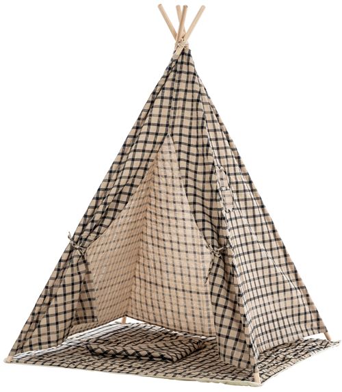 Tente Tipi Esna pour enfants , Noir à Carreaux