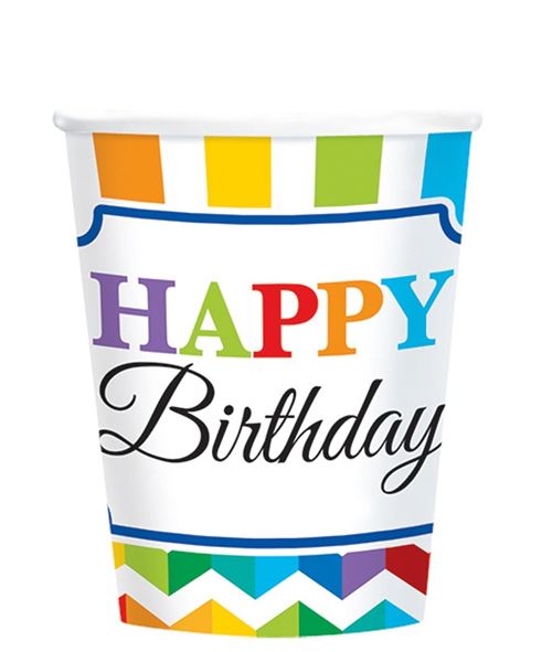 Amscan tasses de fête Bright Birthday multicolor 266 ml 8 pièces