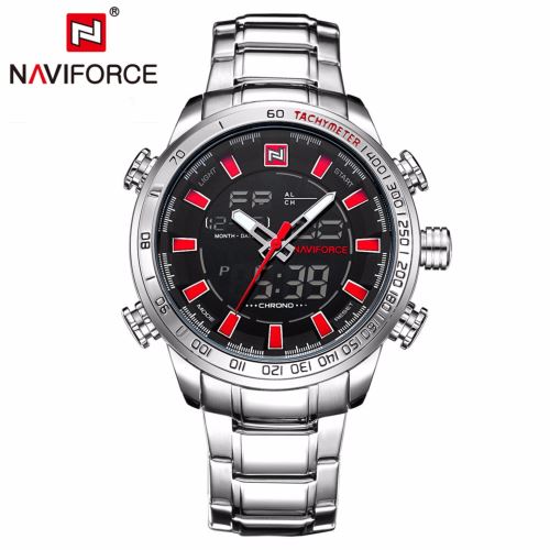 Quartz Numérique Sport Blanc+Rouge Montre Homme